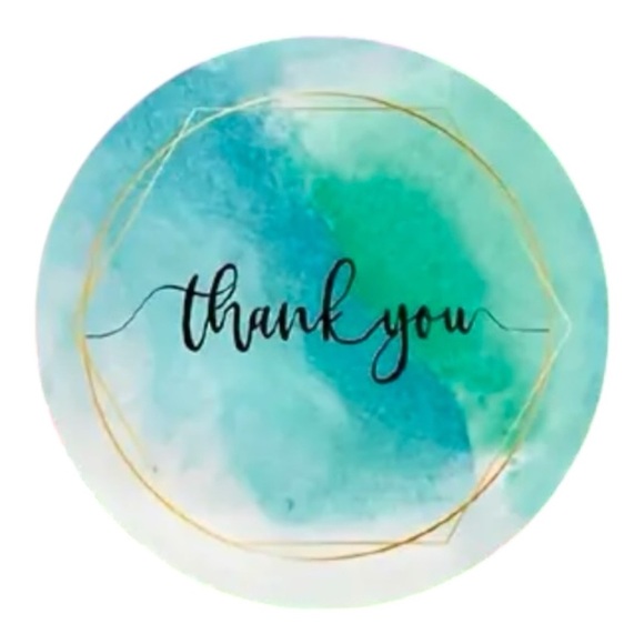 500 Assorted Round Watercolor 1” Thank You Stickers NEW - Picture 3 of 14